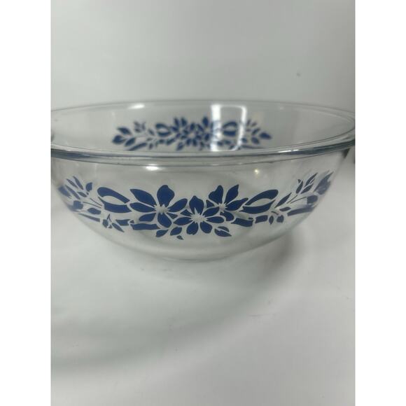 Pyrex Blue Ribbon Serving Mixing Bowl 2 Pc Set made in USA 322 325 - Picture 9 of 9
